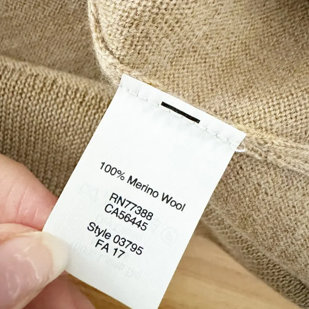 J. CREW Merino Wool V Neck Sweater Tan Medium M